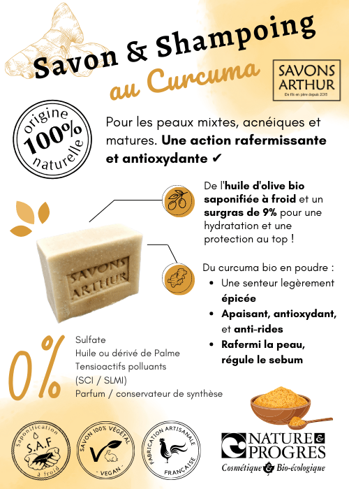 Savon & Shampoing ~ Curcuma ~ Peaux acnéiques, matures - GreenBerry Savons Arthur