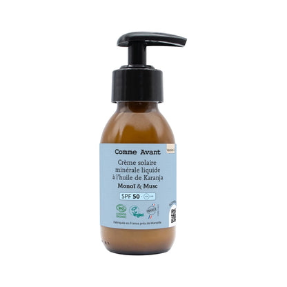 Crème solaire liquide SPF50 ~ Monoï&Musc - GreenBerry Comme Avant