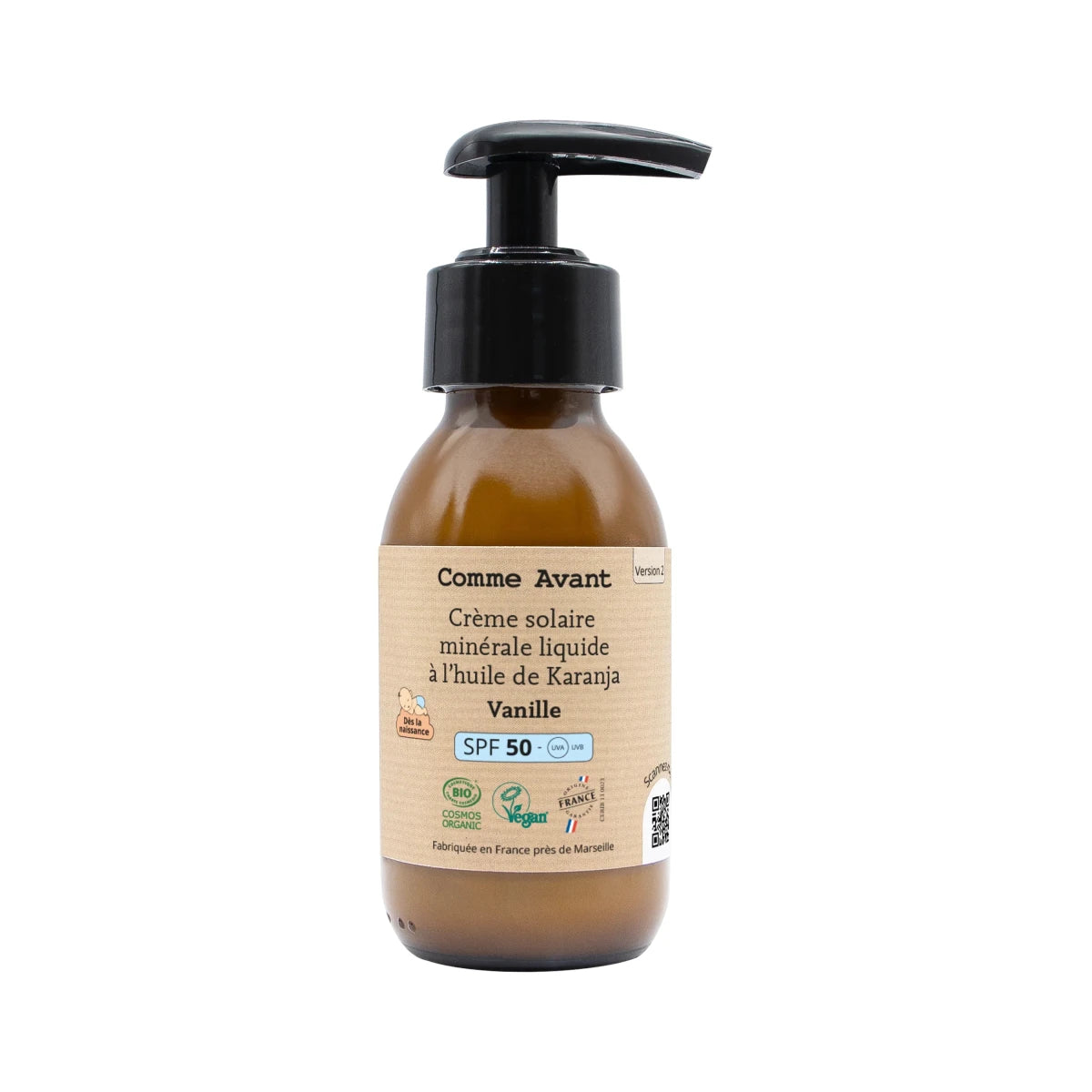 Crème solaire liquide ~ SPF50 ~ Vanille - GreenBerry Comme Avant