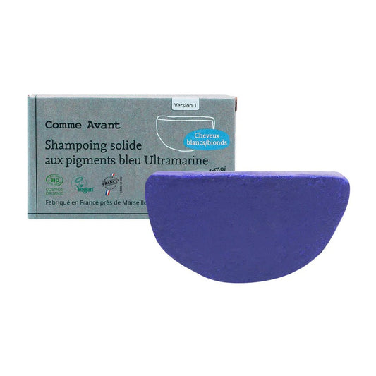 Shampoing solide pigments bleus ~ Cheveux blonds - blancs - GreenBerry Comme Avant